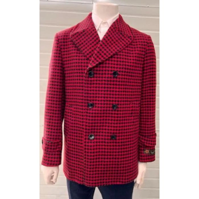 Abrigo Rojo de Lana para Hombre: Elegancia al Volante, Estilo Clásico Atemporal.
