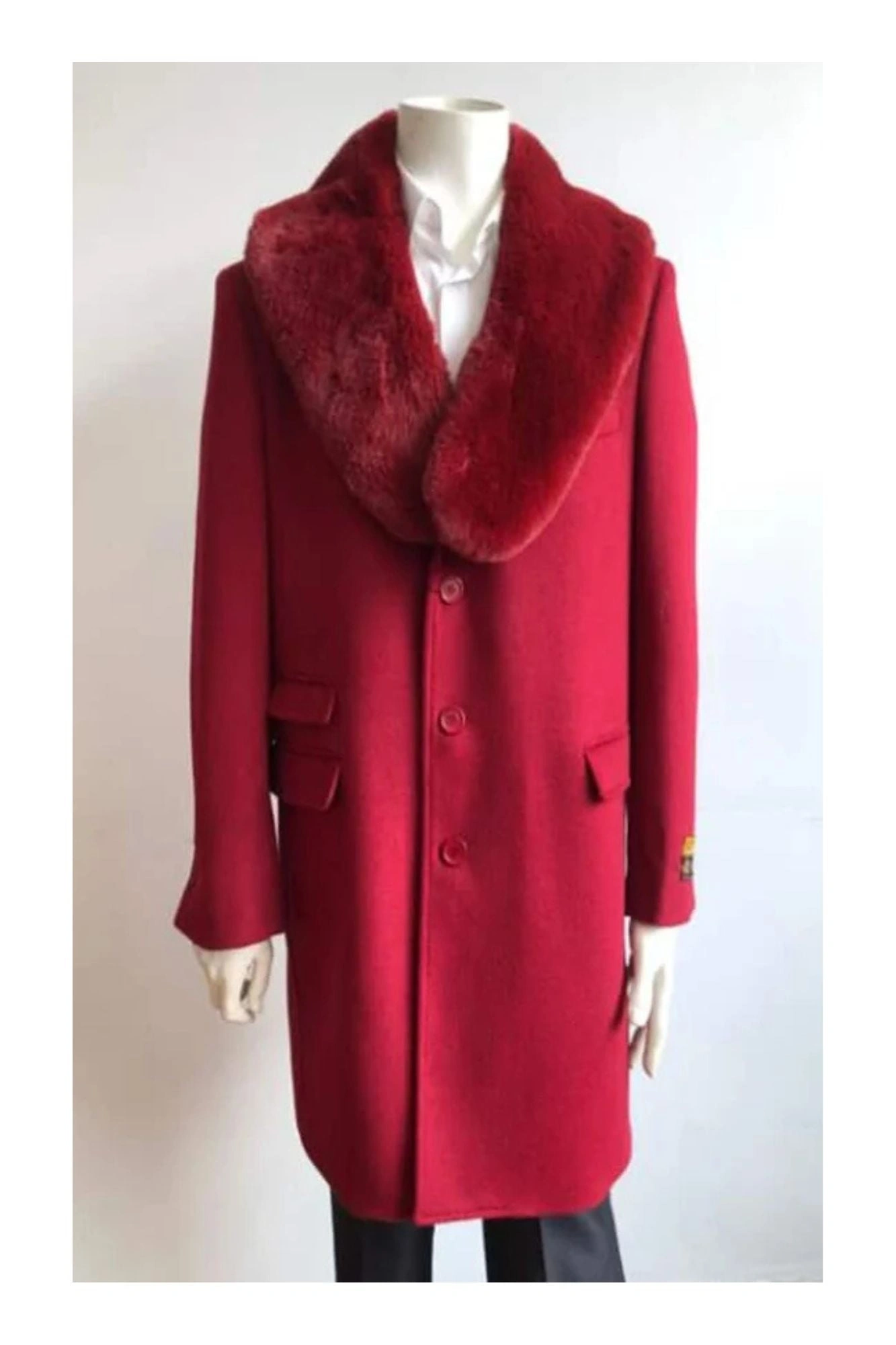 Abrigo Rojo de Lana para Hombre: Elegancia Clásica, Tres Cuartos, Estilo Atemporal.